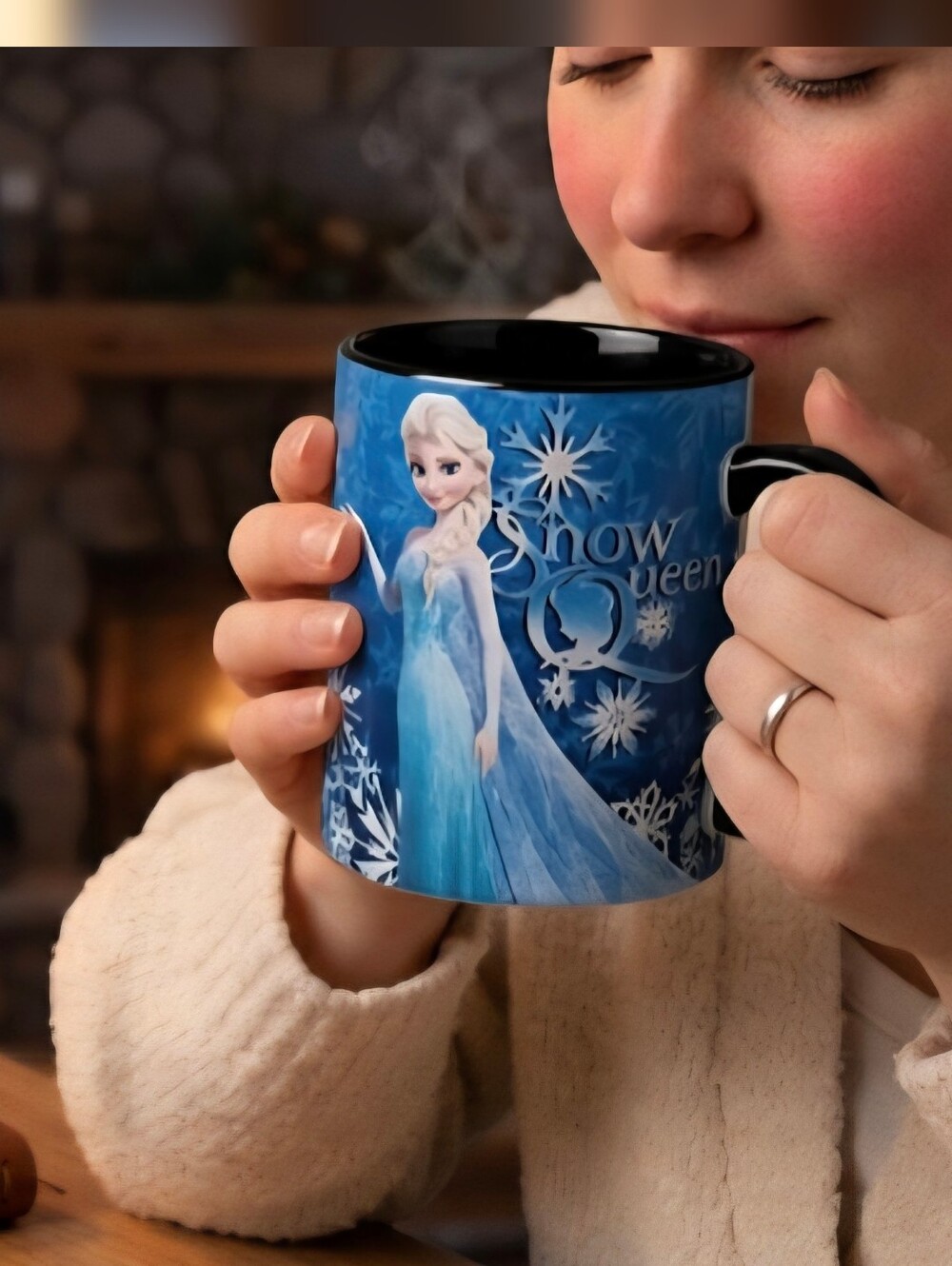 Disney Frozen Snow Queen Elsa Large 20oz Ceramic Mug Silver Buffalo EUC